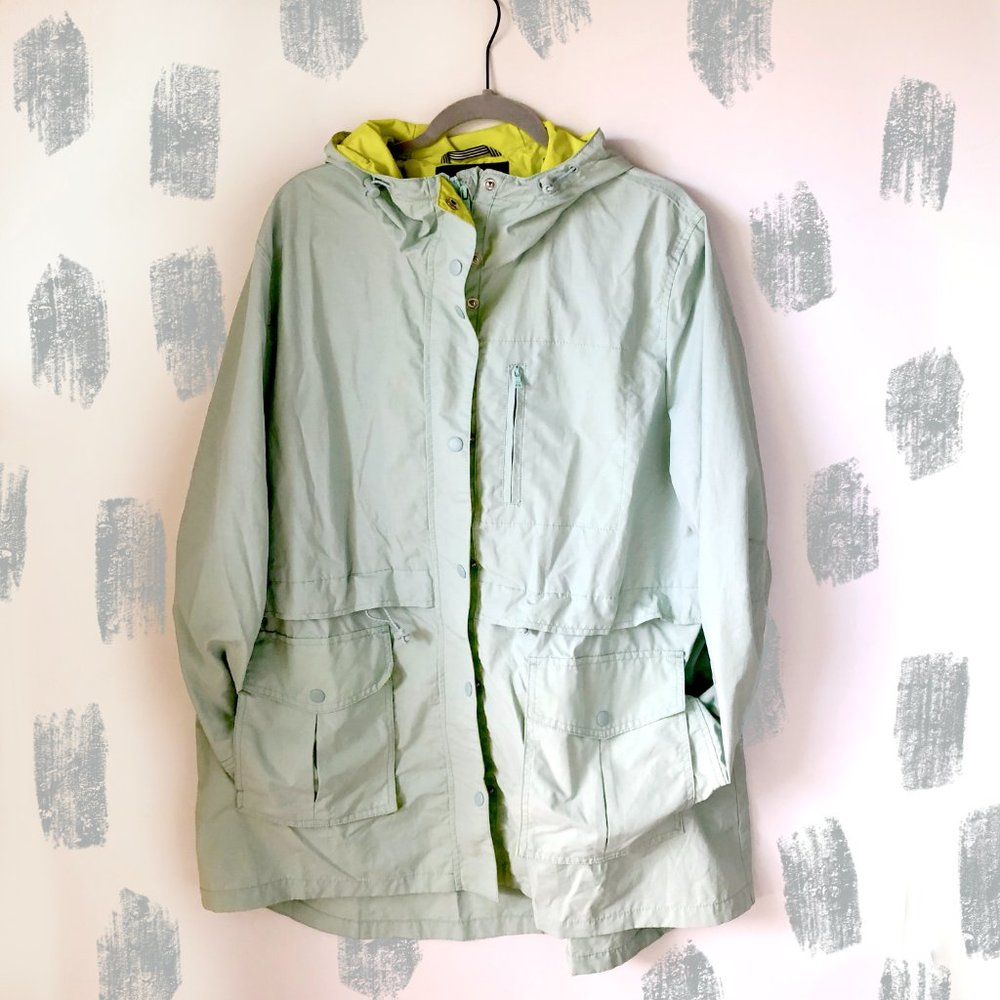 J. Crew Perfect Rain Jacket Mint and Green XL